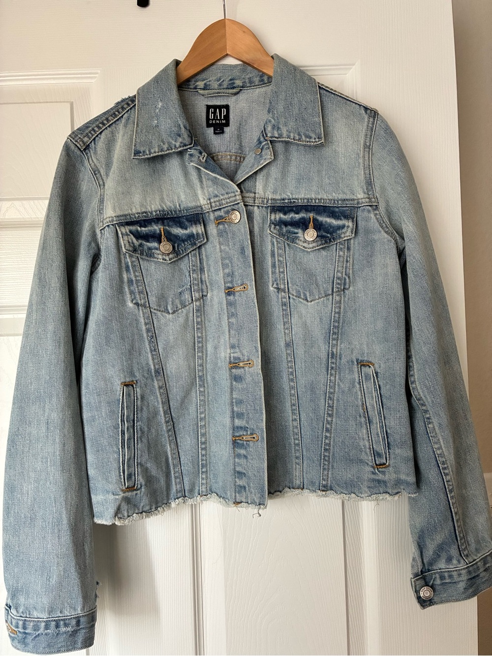 GAP Light Blue Distressed Denim Jacket